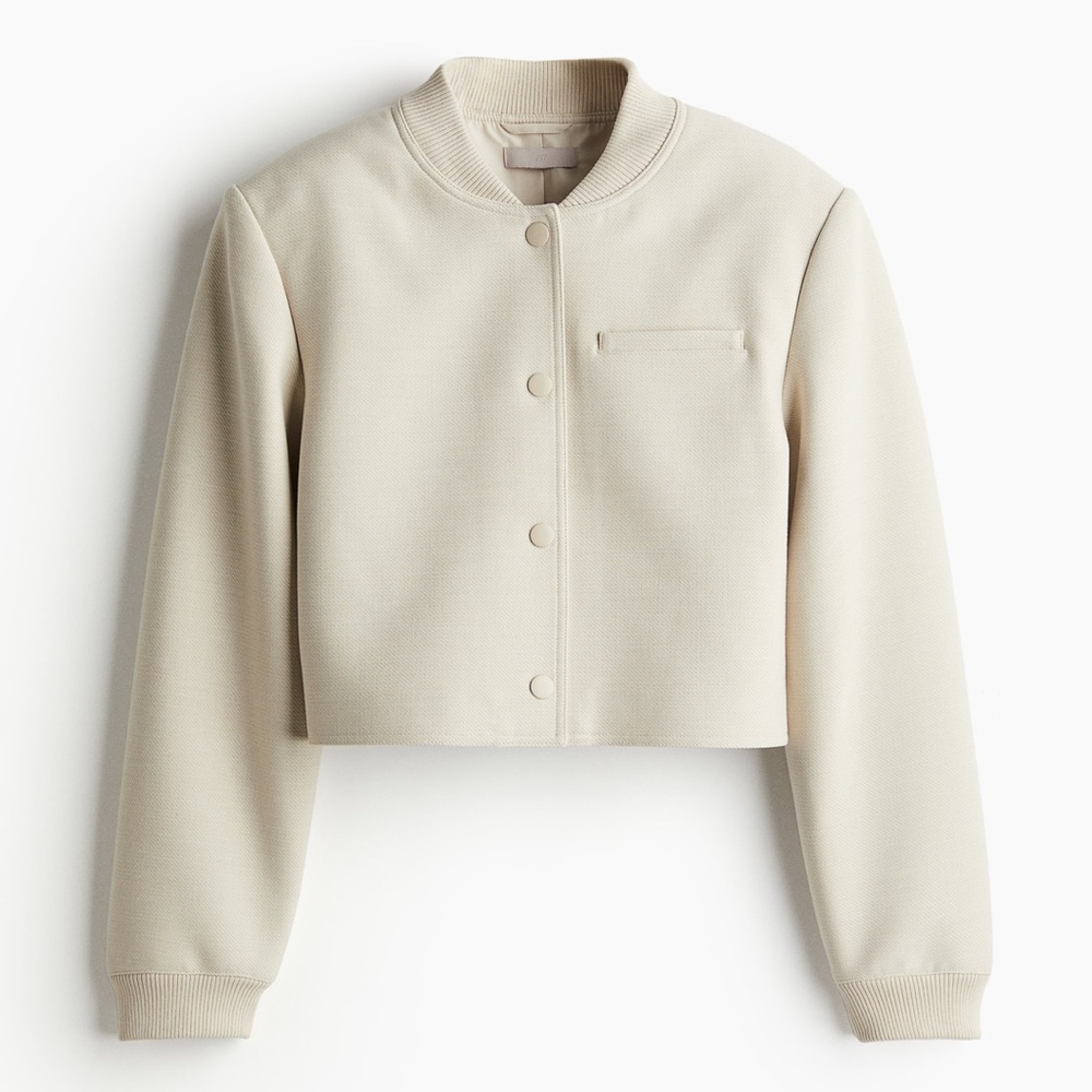 H&M Women's Cream Cropped Jacket